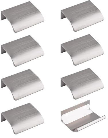 MOROBOR Finger Edge Pull, 8pcs Poignée dissimulée Alliage d’aluminium Poignée invisible 50mm Poignées de meubles en nickel brossé Auto-adhésif Poignées de tiroir d’armoire instantanée
