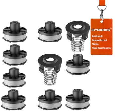 Rivershine 195858-1/196146-9 Ersatzspule Kompatibel mit Makita Akku-Rasentrimmer 18V DUR181, DUR180Z, DUR181RF(8 Spulen+ 2 Spulenabdeckung+ 2 Feder)