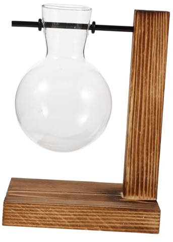 BESPORTBLE Contenants Hydroponiques Verre avec Support Bois Pots De Culture Hydroponiques Décoratifs pour Bureau Et Plantation Intérieure