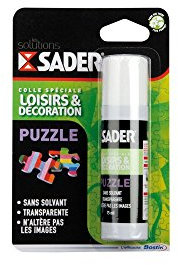 Sader Colle Puzzle – Collage de Pièces de Puzzle Entre Elles – Applicateur Pratique – Sans Solvant – Transparente – Flacon de 75 ml