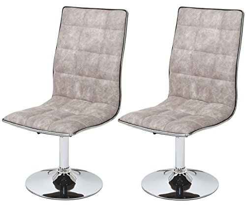 Mendler 2er-Set Esszimmerstuhl HWC-C41, Stuhl Küchenstuhl, höhenverstellbar drehbar, Stoff/Textil MVG - Vintage kieselgrau