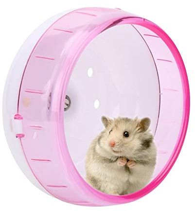 Rueda para cobayas, Rueda Hamster, Plástico Super Silent Running Rodillo Ejercicio Juguete de Ruedas for Mascotas pequeñas hámster Conejillo de Indias de Chinchilla (Rosa)