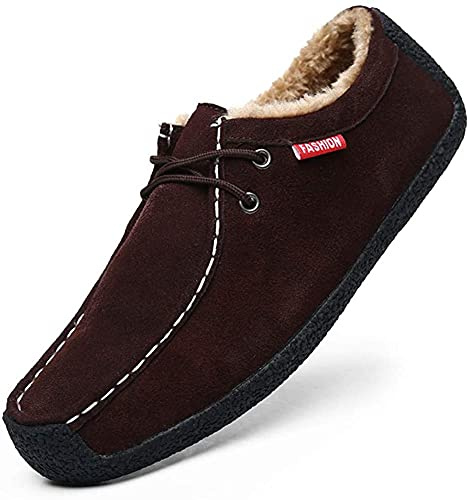 Mäns Slip On Mockasin Tofflor Manliga Loafers Mockasin Inomhus Utomhus Båtskor Casual Fuzzy Comfy Skor Minnesskum Brun 48/49 EU