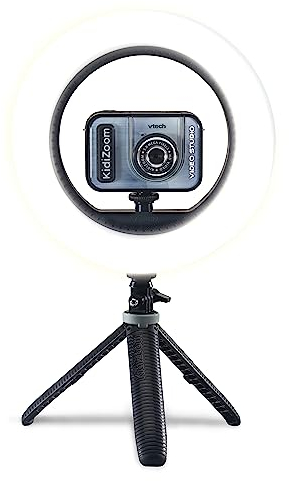 Vtech KidiZoom Video Studio Deluxe Bundle – Kinderkamera mit Greenscreen, Stativ, Ringlicht, Handschuhen u. v. m. – Für Kinder von 5-12 Jahren