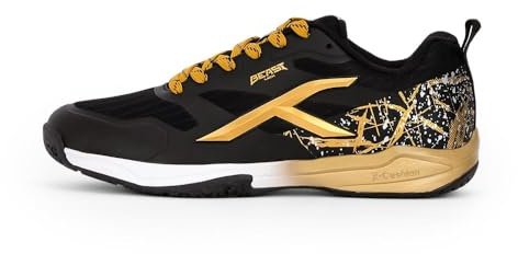Hundred Beast Max Mens Badminton Sports Shoes(Non Marking) | Black-Gold | 8US/7UK/41EU | for Squash, Table Tennis, Volleyball, Basketball & Indoor | Lightweight & Durable | Paddle Pickle