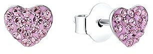 Prinzessin Lillifee Ohrstecker 925 Sterling Silber Mädchen Kinder Ohrschmuck, mit Preciosa, 0,6 cm, Silber, Herz, Kommt in Schmuck Geschenk Box, 2036979