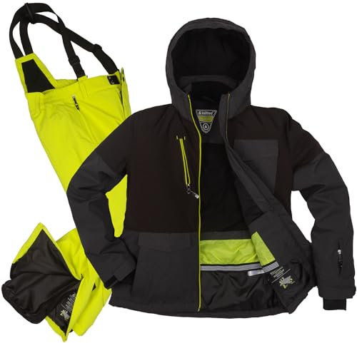 Killtec Jungen Skianzug Größe 152 wasserdicht 10.000 mm Wassersäule - Skijacke schwarz, Skihose limette