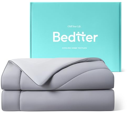 Bedtter® Luxe Cooling Comforter Bedding - Full/Queen 90''x90'', Ultra-Fine Fiber for Hot Sleepers, Lightweight & Hypoallergenic Summer Duvet, Quick Cool Technology, Cool Gray