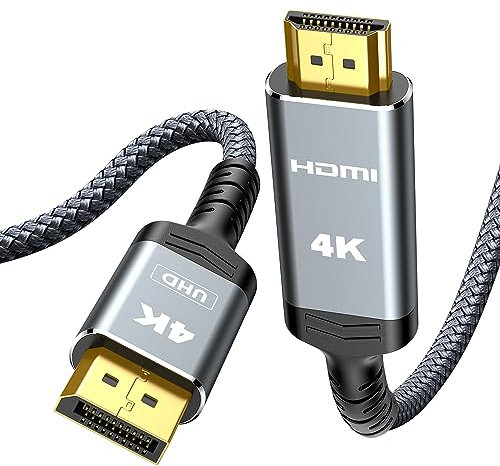 Highwings 4K DisplayPort to HDMI Cable, Uni-Directional DP to HDMI Male
