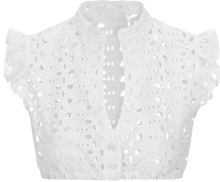 Dirndlbluse Damen Hochgeschlossen, Dirndl Bluse Spitze Klassisches Normale Spitzentop Einfarbig Dirndl Bluse Crop Top Trachten Dirndlblusen für Oktoberfest Halloween Weihnachten Traditionell Kleider