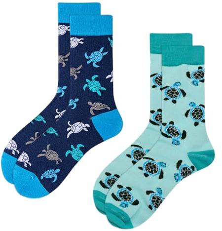 CVDYWDJIE 2 Pares De Calcetines De Tortuga, Calcetines De Media Pantorrilla Con Patrón Creativo, Calcetines Unisex, Transpirables Y Cómodos, Calcetines Divertidos, Regalos Divertidos