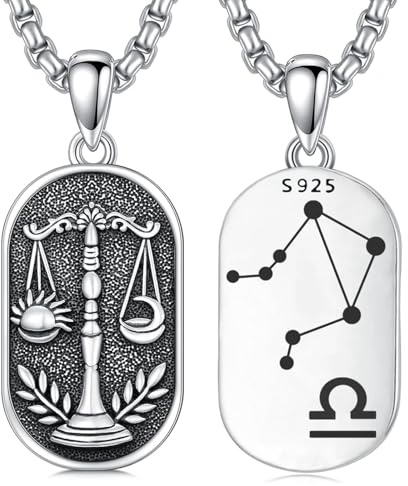 enjoylifecreative Collier 12 signes du zodiaque pour homme et femme en argent sterling 925 avec pendentif constellation horoscope chaîne anniversaire astrologie bijoux cadeaux pour hommes femmes, 26 x