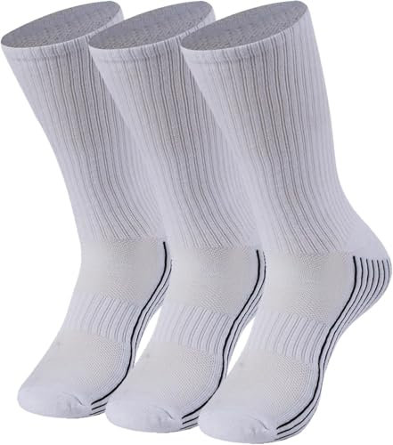 lulupila viskos bambu strumpor, unisex unisex vadderad bekväm fotled träning vandring golfstrumpor 3-par, Vit, L