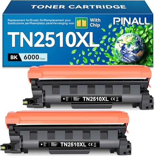 PINALL TN2510XL TN2510 Toner Kompatibel für Brother HL-L2400DWE HL-L2400DW MFC-L2835DW MFC-L2800DW MFC-L2827DW DPC-L2627DWE DPC-L2665DW Toner TN 2510 TN-2510XL(Mit Chip,2er-Pack)