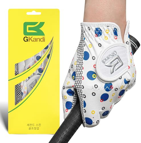 Golf Gloves Kids Junior Upgrade Grip Stylish 1 Pack, All Weather Breathable Gloves for Left Right Hand Youth Toddler Boys Girls (Blue, L, Left)