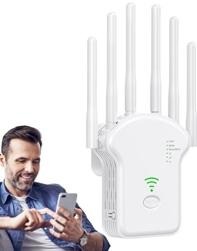 Amesor Amplificador de Señal WiFi - Amplificador de Señal de Internet,Amplificador WiFi Doble Banda Inalámbrico para Casa, Exteriores y Sótano