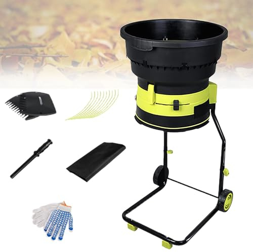 LwiftGal Garden Leaf Crusher with Wheels and Storage Bag, Electric Leaf Mulcher Compost Shredder 2500w, 8000rpm Electric Chipper for Yard Cleanup, Composting 30mpowercord