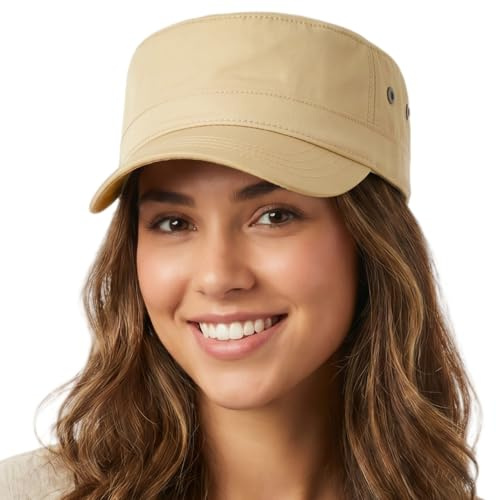 HIQIU Military Cap herr lätt snabbtorkande armékeps platt cadet hatt unisex militär armé basebollkeps justerbar