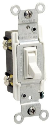 Leviton 15 Amp, 120 Volt, Toggle Co/Alr 3-Way AC Quiet Switch, Residential Grade, Grounding, 2653-2W, White