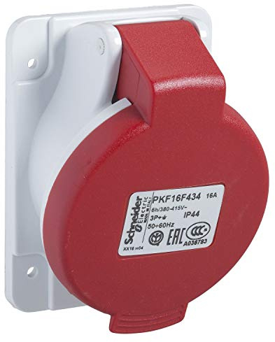 Schneider Electric PKF16F435 Panel Socket Angled Pk Pratika Screw 16A, White