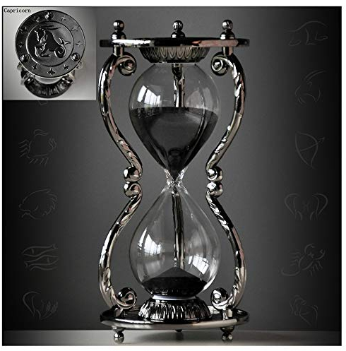 Dekorative Sanduhr im antiken Stil, 30 Minuten, einzigartige Vintage-12 Sternbilder, Metallkunst, Stundenglas für Büro, Schreibtisch, Heimdekoration, Geburtstagsgeschenk, Steinbock