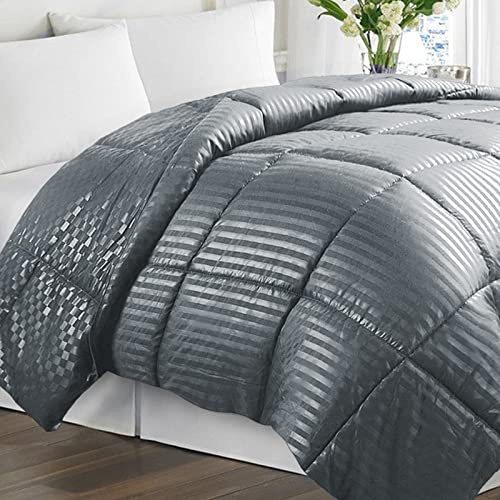 SAMPUR - Couette 220x240 4 Saisons Double Face été Hiver | Soft Grise | 100% Polyester | Légère | Thermorégulatrice | Réversible | 240x260 cm
