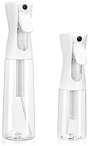 Hair Spray Bottle -2 Pack Fine Mist Spray Bottle Empty Ultra Fine Continuous Spray Water Bottle for Hairstyling, Cleaning, Plants, Misting & Skin Care (5.4 Ounce&10 Ounce, Clear)