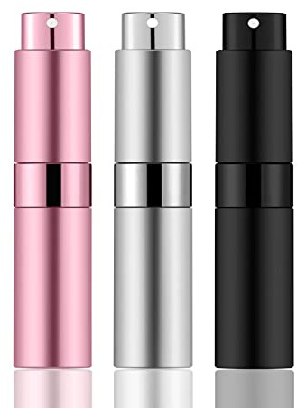 IRON BILL 8ML Mini Atomizer Perfume Travel (Matte Black&Silver&Pink) Refillable Bottle Portable Spray Bottle for Cologne and Perfume (3pcs)