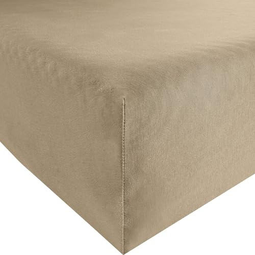 Erwin Müller Spannbettlaken, Spannbetttuch Nürnberg Doppel-Jersey, Taupe Größe 120x200 cm - 130x200 cm - strapazierfest, formtreu, temperaturausgleichend, mit Rundumgummi