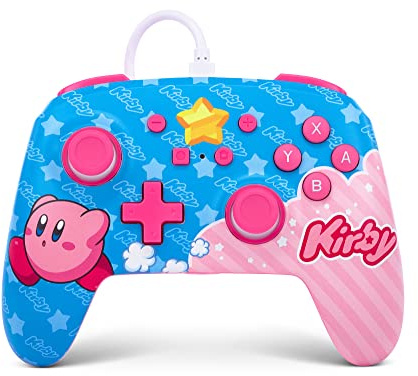 Verbesserter Kabelgebundener PowerA Controller für Nintendo Switch – Kirby, Gamepad, Game-Controller, Kabelgebundener Controller, Offiziell Lizenziert