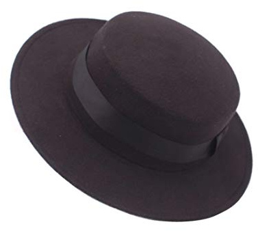 ericotry Sombrero clásico negro de ala ancha con copa plana, sombrero Fedora, gorra Derby de iglesia, sombrero de jazz para bodas, fiestas, espectáculos de talentos, actuaciones