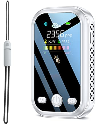 Mini détecteur de CO2, Moniteur de CO2 Portable 3 en 1 Moniteur de qualité de l'air intérieur détecteur de dioxyde de Carbone avec capteur de température (℃/℉) avec Alarme pour