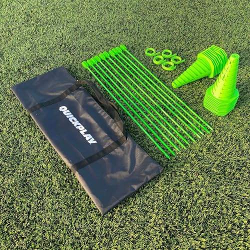 QUICKPLAY PRO Speed + Agility Set, Multi-Sport Training Agility Poles | Cones | Hurdles | Football Tennis | Crowd Barrier (PRO Speed & Agility Set)