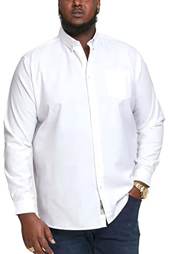 D555 Men's Plus Size Richard Basic Oxford Long Sleeve Shirt in White 3XL