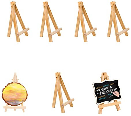 Hudiepan Mini cavalletto in legno, 5 pezzi, pieghevole, triangolo per esposizione, supporto per carte e arte