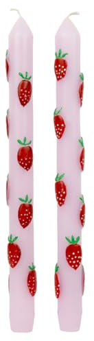 2 x Hand Painted 3D Pink Strawberries Dinner Candles | Ideal Birthday or Mothers Day Gift Unscented, 8 Hours Burn Time - Eco-Friendly Packaging, Summer Table Decor Made by Talking Tables