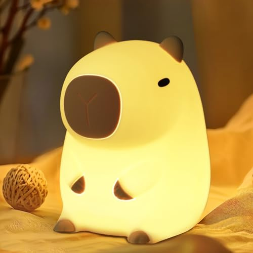 CoolGift Mart Capybara Geschenke, niedliche Tier Silikon Nachtlicht Touch Control & Timer, USB wiederaufladbar, ideal für Stillen, Lesen, Arbeiten & Schlaf für Baby, Kinder, Jugendliche & Erwachsene