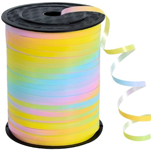 RIBBOOO 450 meter presentband Makaronfärg 5mm Luftballongsnöre Luftballongsband Presentförpackning för juldekoration Ballonglås Presentförpackning Bröllopsdekoration (500 yard Ballongband)