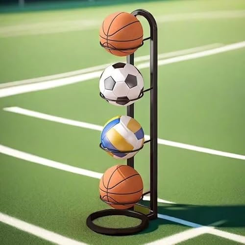StyBtt 4 Strati Porta Palloni, Rastrelliera per Palloni Verticale, Porta Palloni da Calcio, Porta Pallone da Calcio, Scaffale di Stoccaggio Della Palla Rimovibile, Rastrelliera da Calcio Basket