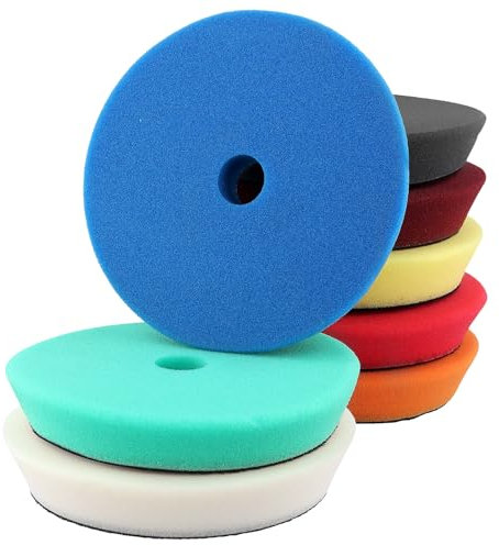 FUNSUEI Lot de 8 Pad Polissage de 125 mm, Éponges pour Polissage Voiture, lustrage carrosserie Voiture, Éponge de Polissage pour Machine à polir