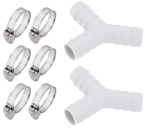 SG Store 2 Sets Juegos de Conectores en Y para Manguera de Drenaje 16 Mm Conector en T para Tubo de Lavavajillas con Abrazadera para Manguera