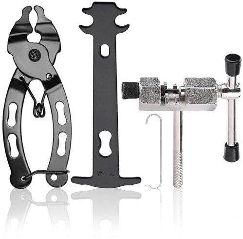 VZU 4 Stück Fahrradkette Werkzeug Set, Kettennieter Fahrrad Set, Tragbare Kettenzange mit Kettenhaken, Kettenlehre, Kettennieter für Rennräder, Mountainbikes, Entfernen von Kettengliedern