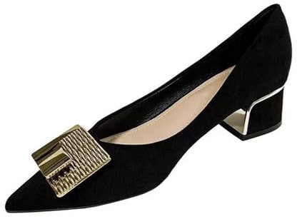 Generico Dampumps bekväma sexiga skor eleganta stängda tå klassiska högklackade sandaler slip-on mode stilettklackar bröllop fest klädskor, Svart, 35 EU