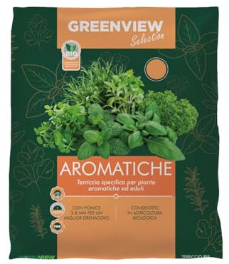 Greenview, Terriccio di alta Qualità Linea Selection, Substrato Specifico per le tue piante ad alta Aerazione e Drenaggio, massimo assorbimento nutritivo (per Piante Aromatiche, 5 Litri)