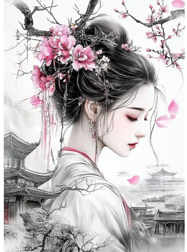 MAXBYE Diamond Painting 5D Diamond Art Beautiful Woman for Adults, DIY Gem Painting Art Cross Stitch Round Full Drill Crystal Craft Gifts Home Wall Decor 30x40cm