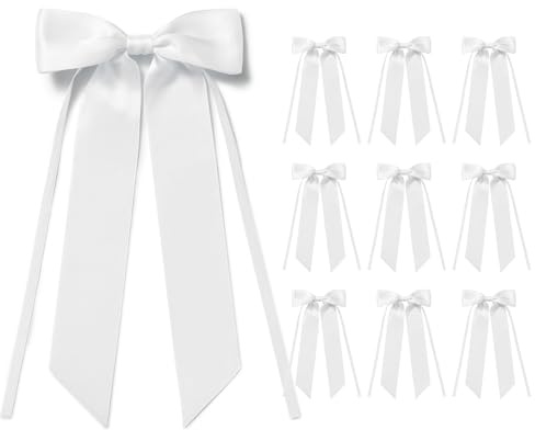 MORSUNBELA 10 Noeud Cadeau Nœuds Décoratifs Mariage Décoration Blanc | 12 x 25 cm Nœud, pour DIY Artisanat Sac de Bonbons Décoration de Maraige Bouquet Bougies