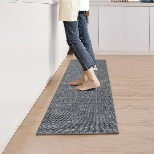 YuLiMirich Köksmatta, tvättbar, halkfri, 43,5 x 180 cm, kökslöpare, tvättbar, absorberande, matta, löpare, gångmatta för hall, dörrmatta, köksmattor, för tvättstuga, utomhus, vardagsrum, mörkgrå