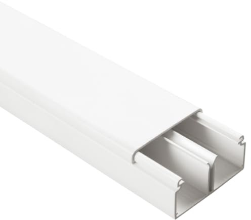 Mini canalina 40x17mm, lunghezza 2 metri, colore bianco, 2 scomparti, impianto elettrico a parete fuori muro, canaline per cavi elettrici, passacavi a parete, coprifilo, in tecnopolimero