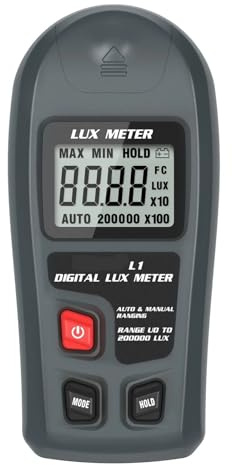 Ljusmätare, L1 Ljusmätare Digital Illuminans Handhållen Lux Tester LCD 0-200 000 Lux/FC Fickluxmeter Fotometer Odla Växter
