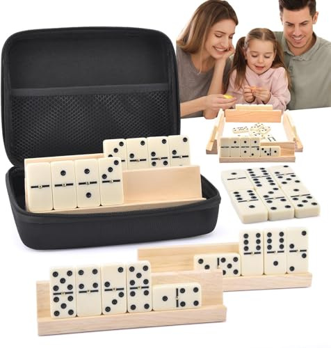 Dominoset för vuxna - komplett vintagespel med förvaringsfodral, delar för resor och fritid, familjeunderhållning och vänner | Dominospel, inomhusanvändning resor familj